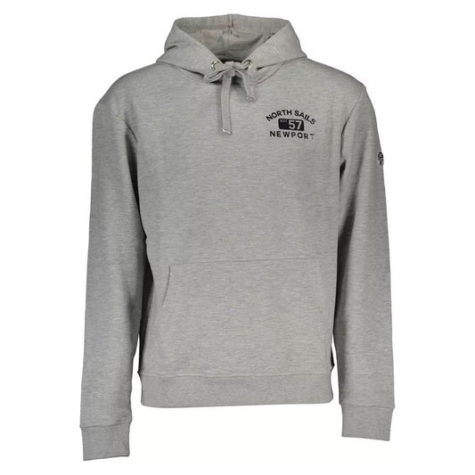 North Sails Chic Gray Hooded Sweatshirt with Print chic-gray-hooded-sweatshirt-with-print