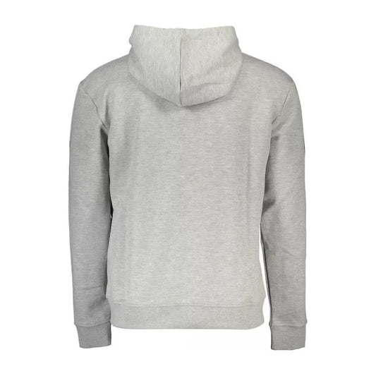 Sleek Gray Hooded Sweatshirt with Central Pocket
