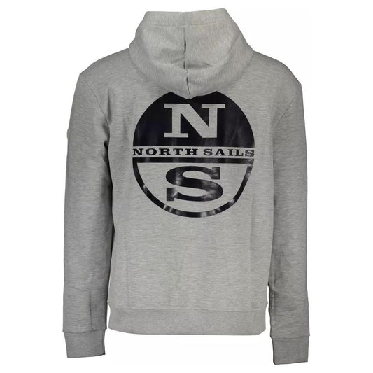 North Sails Chic Gray Hooded Sweatshirt with Print chic-gray-hooded-sweatshirt-with-print