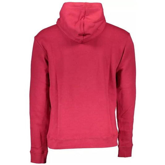 Vibrant Red Hooded Sweatshirt with Central Pocket