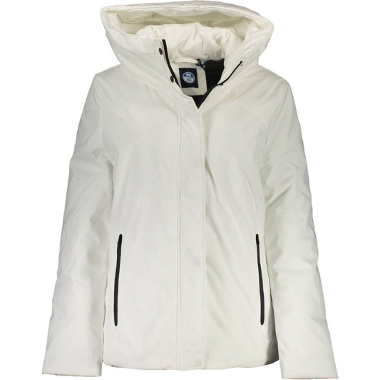 North Sails Chic White Hooded Jacket white-polyester-jackets-coat-7