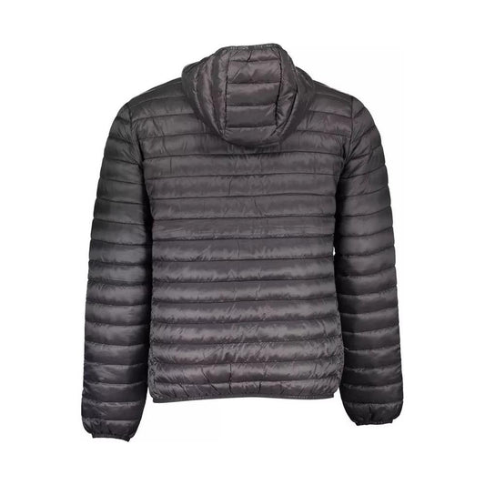 Sleek Black Hooded Polyamide Jacket