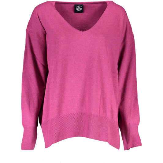 North Sails Eco-Chic Purple Wool Blend V-Neck Sweater purple-wool-shirt