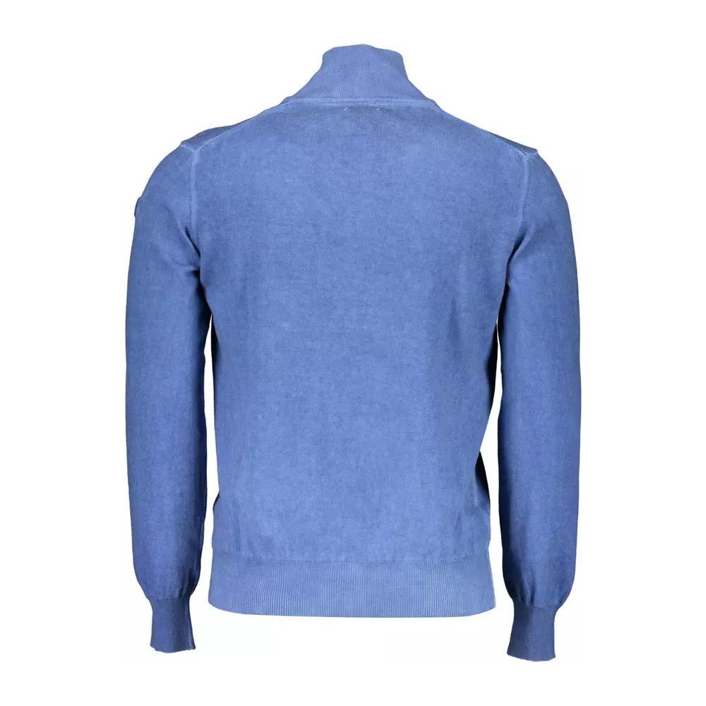 North Sails Elegant Long-Sleeved Half-Zip Blue Sweater blue-cotton-shirt-37