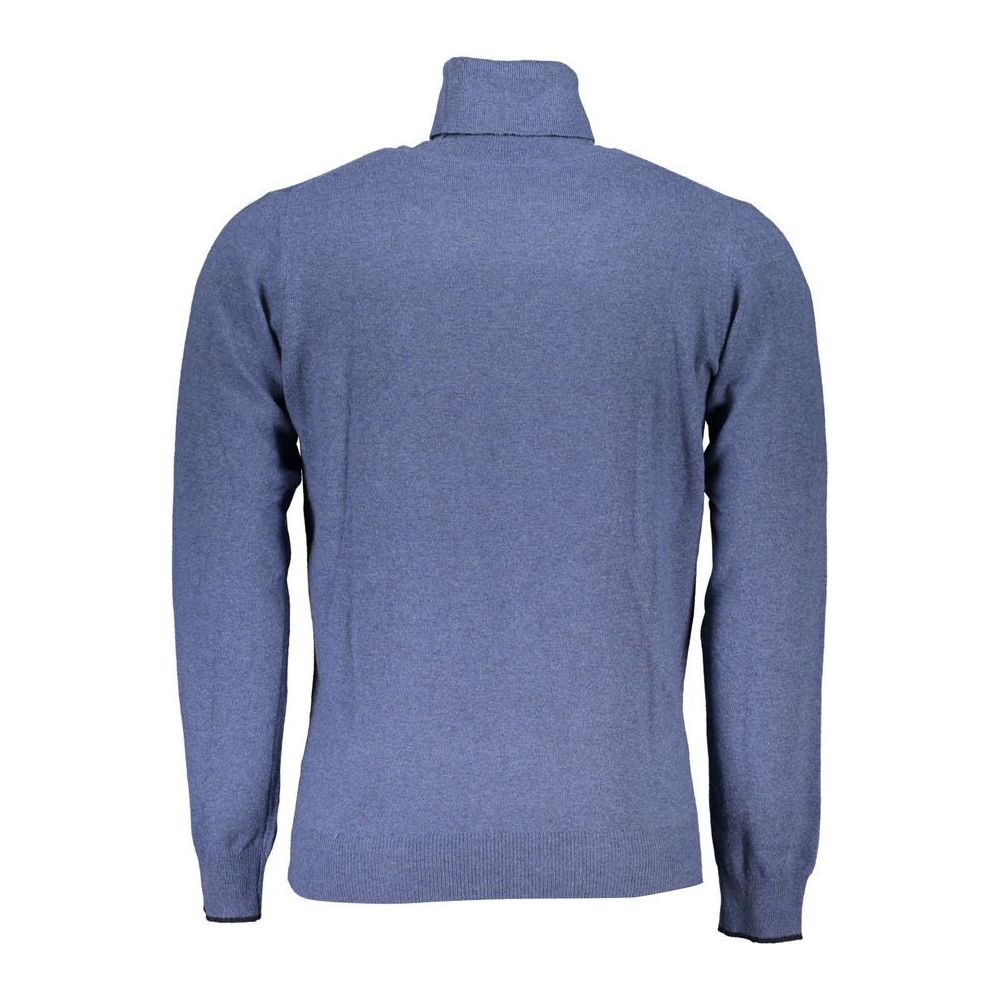 North Sails Elegant Blue Turtleneck Sweater with Embroidery elegant-blue-turtleneck-sweater-with-embroidery