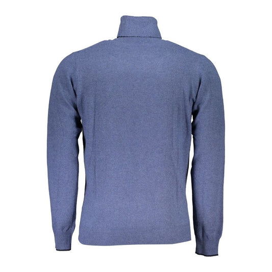 North Sails Elegant Blue Turtleneck Sweater with Embroidery elegant-blue-turtleneck-sweater-with-embroidery