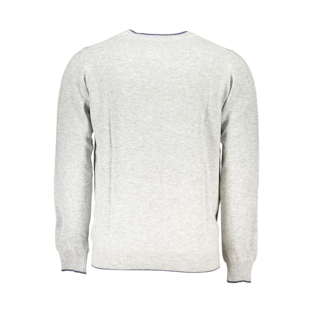 North Sails Gray Crew Neck Sweater with Contrast Details gray-crew-neck-sweater-with-contrast-details