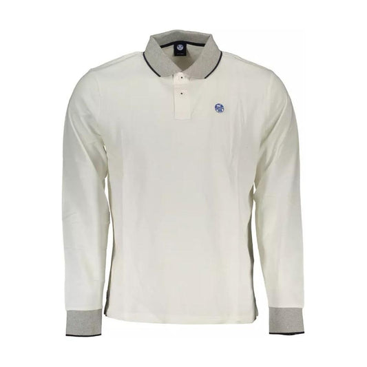 Elegant Long-Sleeved White Polo with Contrast Accents