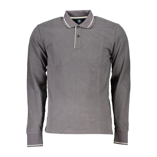 North Sails Sleek Gray Long-Sleeve Polo with Contrast Details sleek-gray-long-sleeve-polo-with-contrast-details