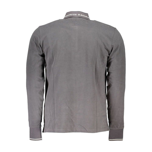 North Sails Sleek Gray Long-Sleeve Polo with Contrast Details sleek-gray-long-sleeve-polo-with-contrast-details