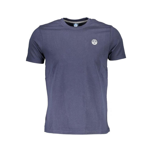 Blue Cotton Casual Round Neck Tee