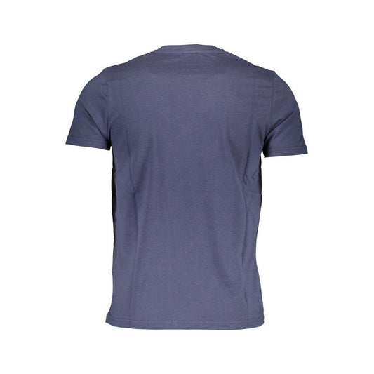 Blue Cotton Casual Round Neck Tee