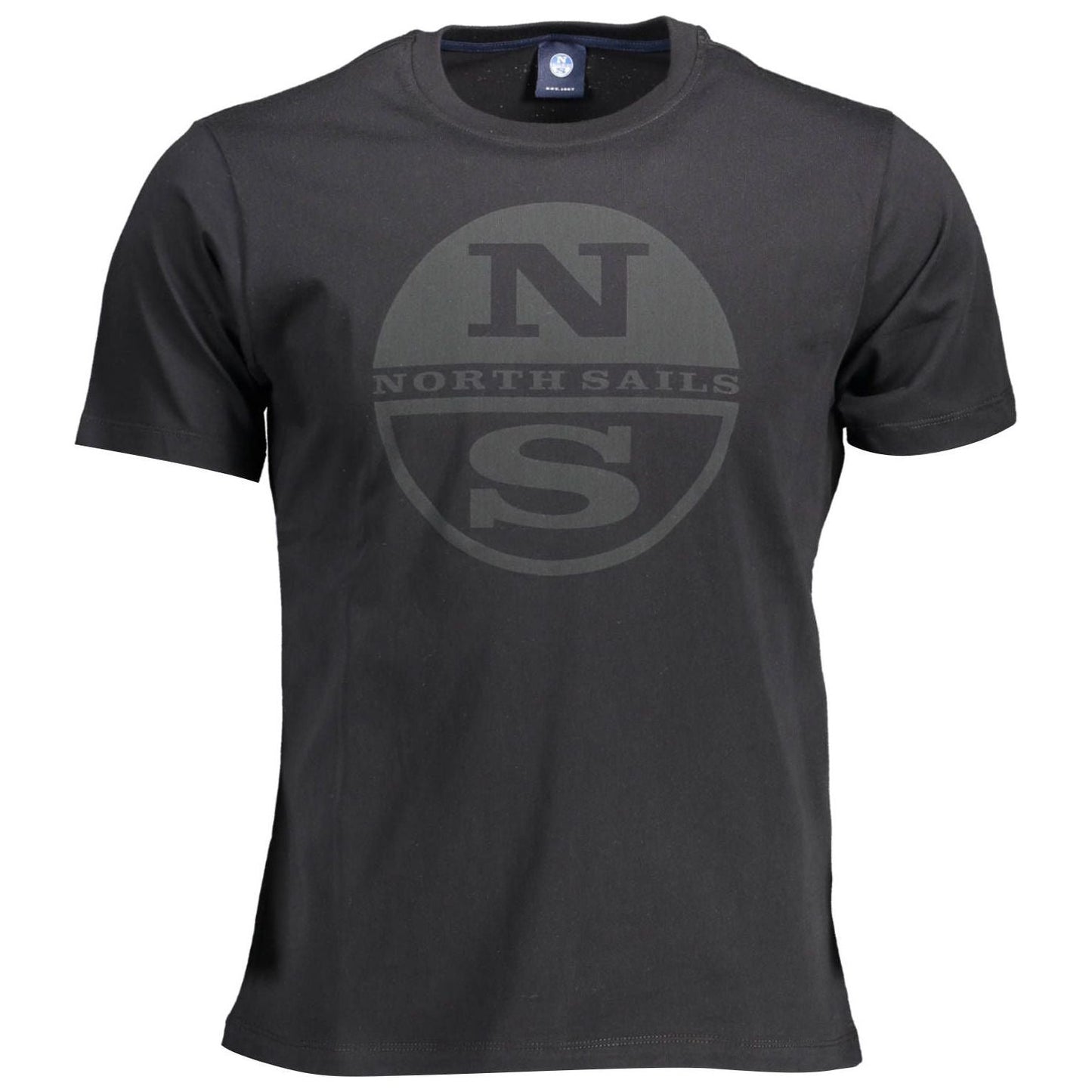 North Sails Sleek Black Cotton Tee with Iconic Print sleek-black-cotton-tee-with-iconic-print