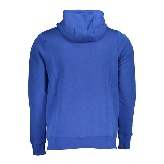Blue Hooded Fleece Sweatshirt with Central Pockets