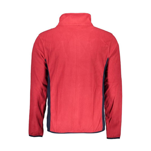 Red Contrast Zip Sweater with Pockets