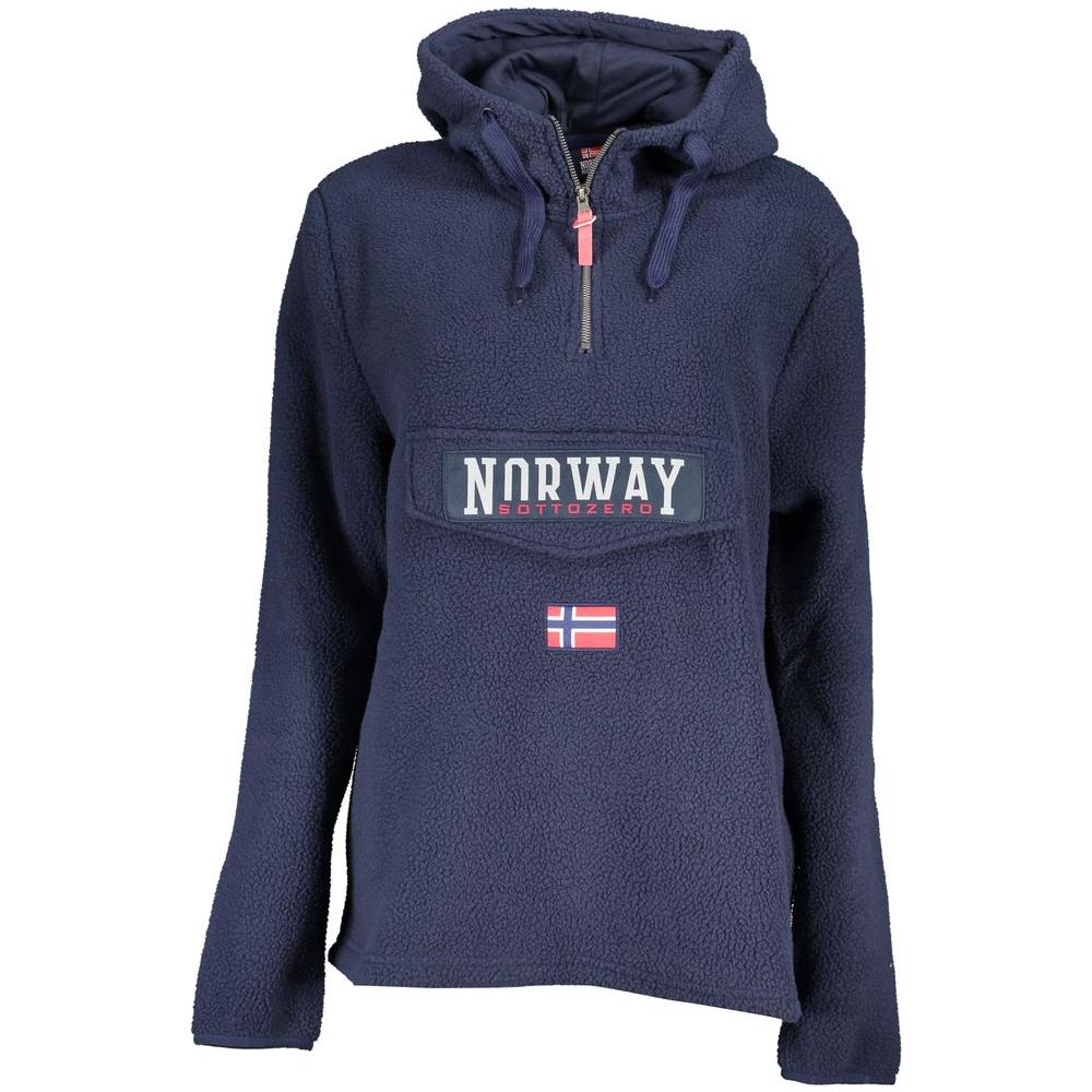 Norway 1963 Chic Blue Hooded Sweatshirt with Unique Pocket chic-blue-hooded-sweatshirt-with-unique-pocket