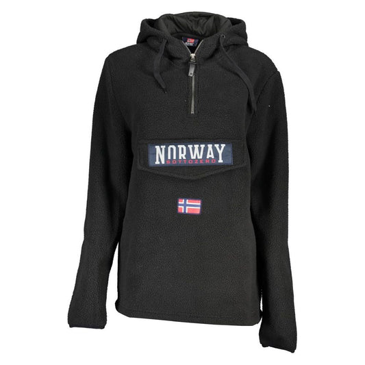 Norway 1963 Elegant Black Half Zip Hooded Sweatshirt elegant-black-half-zip-hooded-sweatshirt