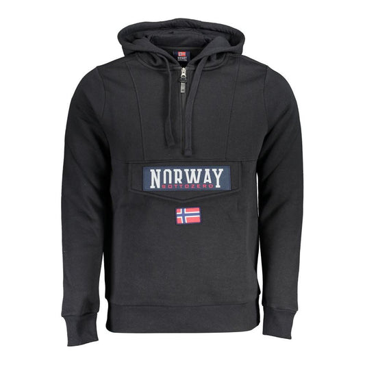 Norway 1963 | Sleek Hooded Fleece Sweatshirt in Black| McRichard Designer Brands   