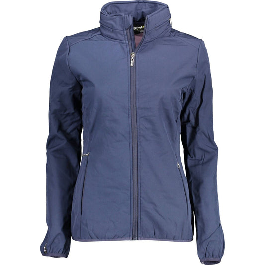 Chic Blue Sportswear Jacket with Removable Hood