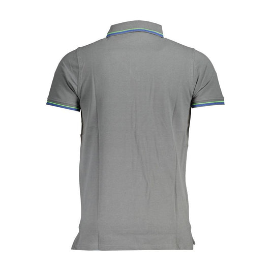 Elegant Gray Cotton Polo with Contrasting Details