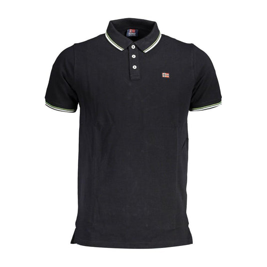Elegant Short-Sleeved Black Polo with Contrasts