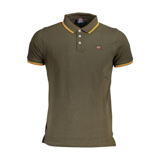 Chic Green Contrasting Detail Polo Shirt