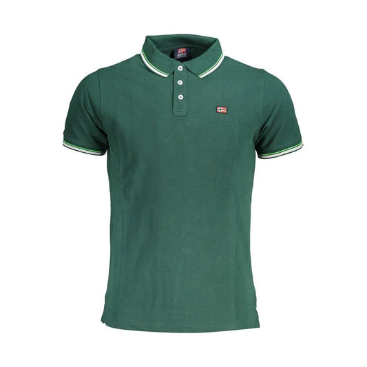 Elegant Green Polo with Contrasting Accents