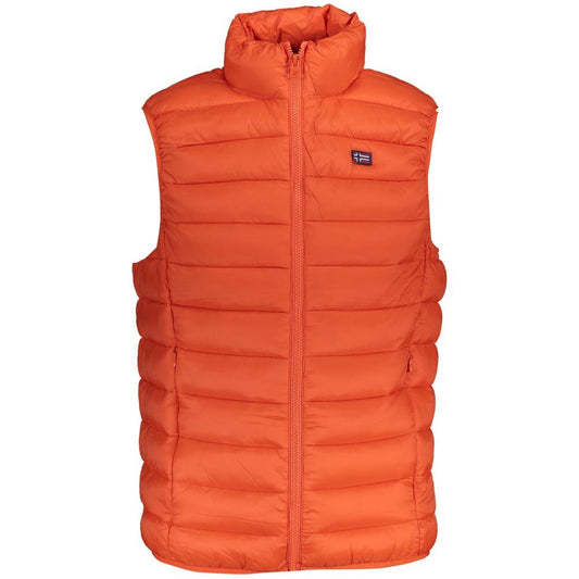 Sleek Sleeveless Orange Polyamide Jacket