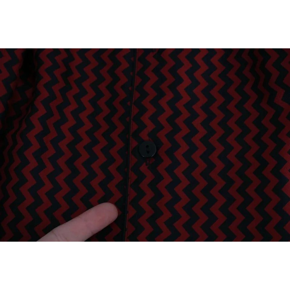 Dolce & Gabbana Black Red Zigzag Pattern Casual Shirt black-red-zigzag-pattern-casual-shirt