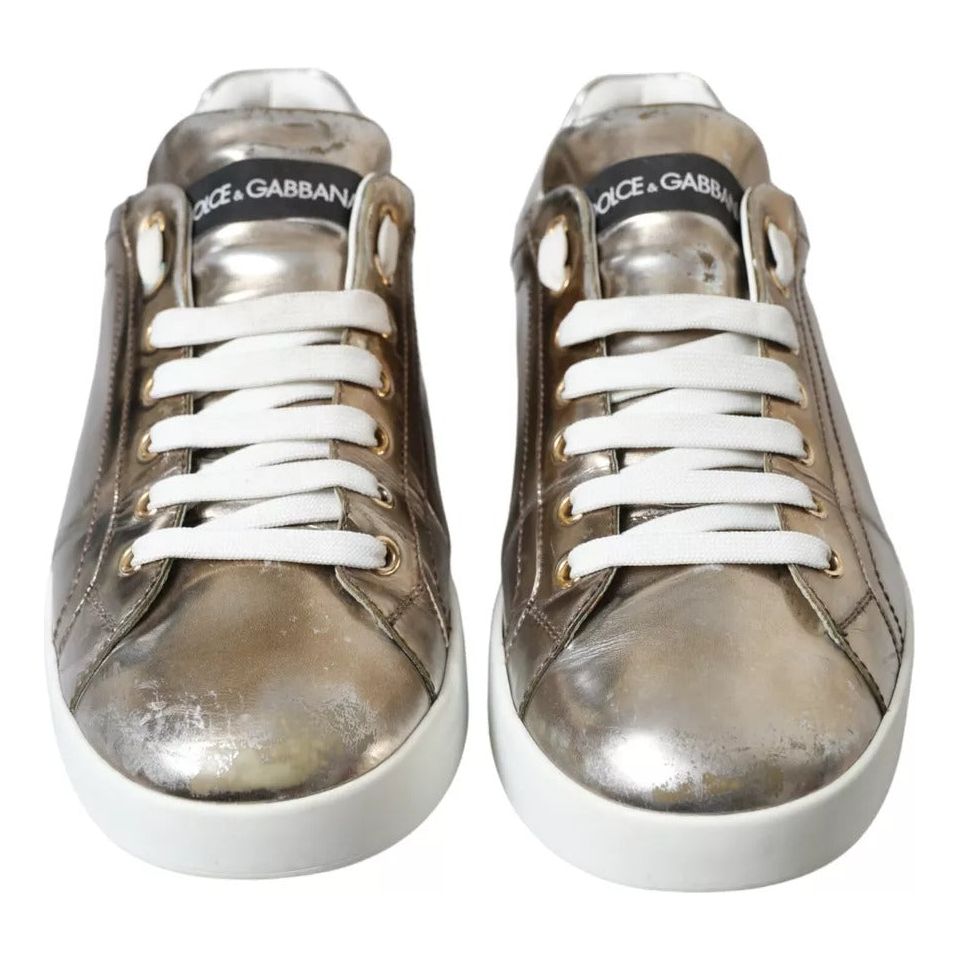 Bronze Leather Logo Sneaker Portofino Shoes