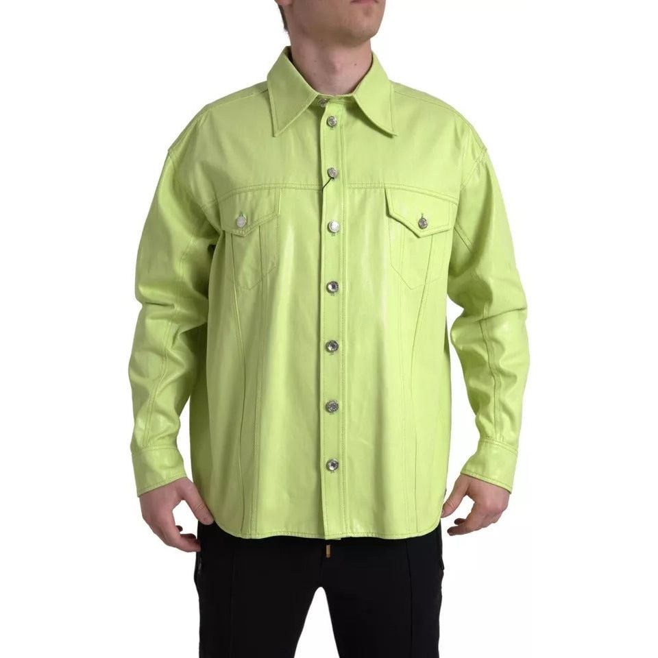 Green Cotton Collared Casual Button Down Shirt