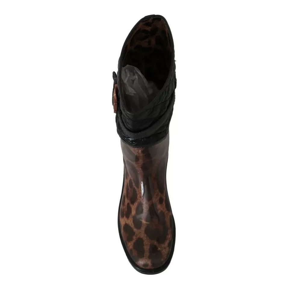 Dolce & Gabbana Black Brown Leopard Booties Boots Shoes black-brown-leopard-booties-boots-shoes