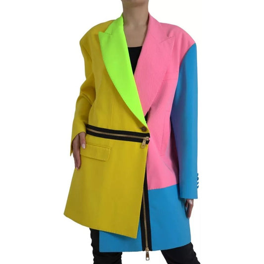 Multicolor Patchwork Peak Lapel Coat Jacket Dolce & Gabbana