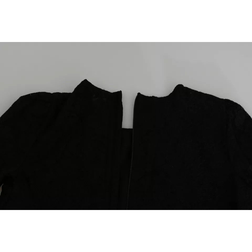 Dolce & Gabbana Black Lace Long Sleeves Blouse STAFF Top black-lace-long-sleeves-blouse-staff-top