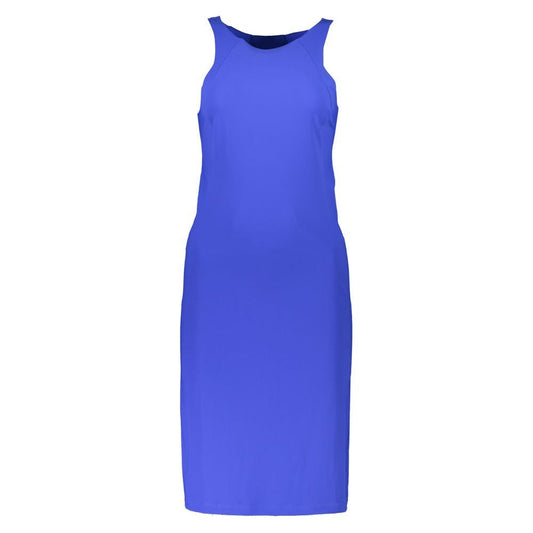Patrizia Pepe | Elegant Blue Crew Neck Dress with Logo Detail| McRichard Designer Brands   