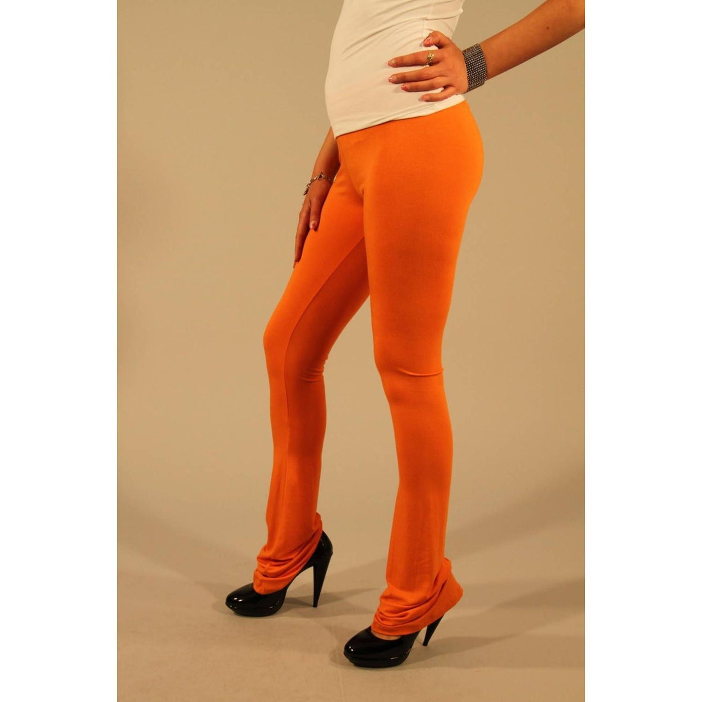 Patrizia Pepe Chic Orange Elastic Waist Leggings chic-orange-elastic-waist-leggings