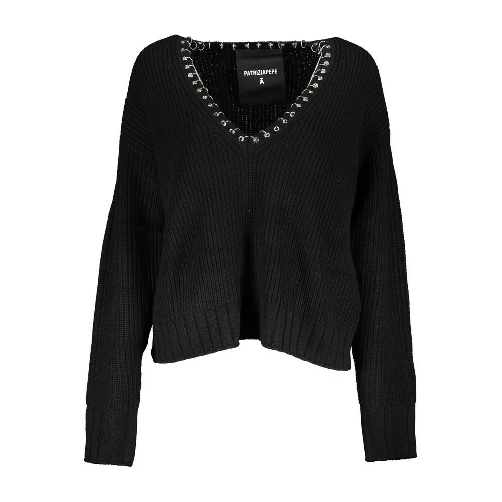 Patrizia PepeElegant Long Sleeved V-Neck Sweater with Chic DetailsMcRichard Designer Brands£259.00