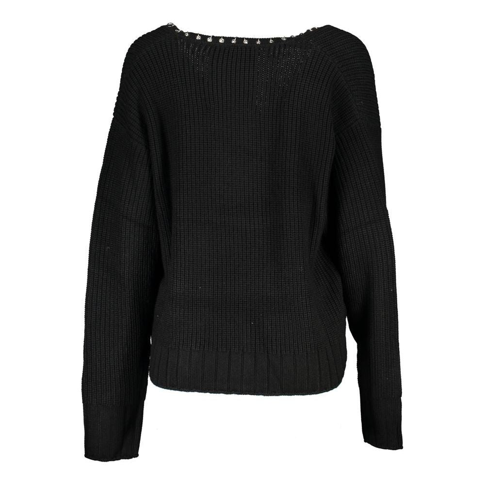 Patrizia Pepe Elegant Long Sleeved V-Neck Sweater with Chic Details elegant-long-sleeved-v-neck-sweater-with-chic-details