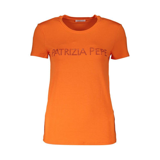 Patrizia Pepe | Elegant Orange Rhinestone Tee| McRichard Designer Brands   