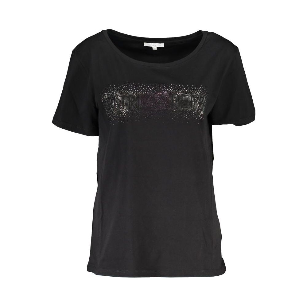 Patrizia Pepe | Chic Short Sleeve Wide Neck Tee with Contrast Details| McRichard Designer Brands   