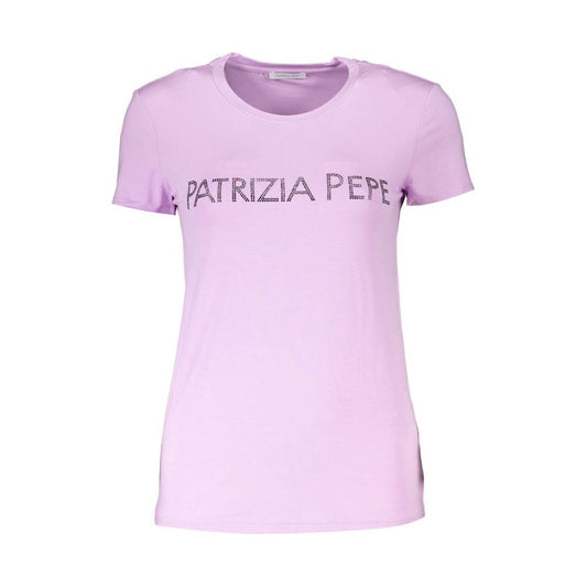 Patrizia Pepe | Purple Rhinestone Crew Neck Tee| McRichard Designer Brands   