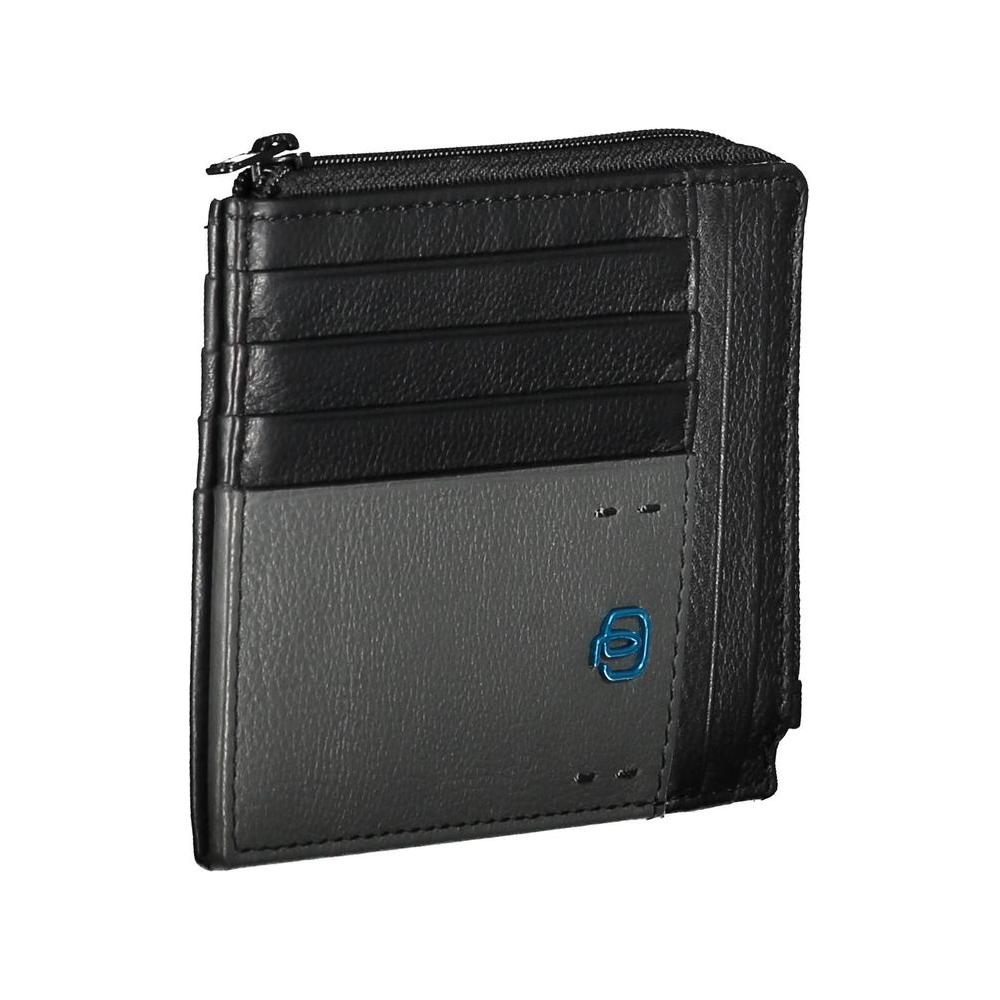 Sleek Black Leather Card Holder with RFID Blocker