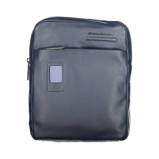 Piquadro Elegant Blue Leather Shoulder Bag with Contrasting Accents elegant-blue-leather-shoulder-bag-with-contrasting-accents