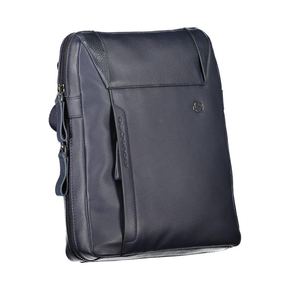 Piquadro Elegant Blue Leather Shoulder Bag with Adjustable Strap elegant-blue-leather-shoulder-bag-with-adjustable-strap