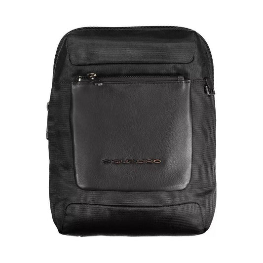 Piquadro | Sleek Black Recycled Material Shoulder Bag| McRichard Designer Brands   