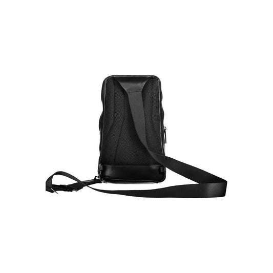 Piquadro | Sleek Black Leather Shoulder Bag with Laptop Space| McRichard Designer Brands   