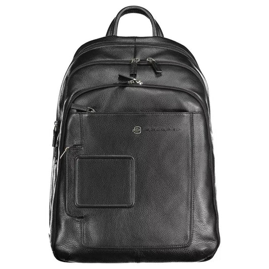Piquadro Elegant Black Leather Backpack with Laptop Compartment elegant-black-leather-backpack-with-laptop-compartment