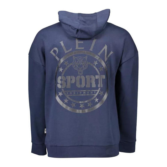 Plein Sport Sleek Blue Hooded Sweatshirt with Logo Detail sleek-blue-hooded-sweatshirt-with-logo-detail-1