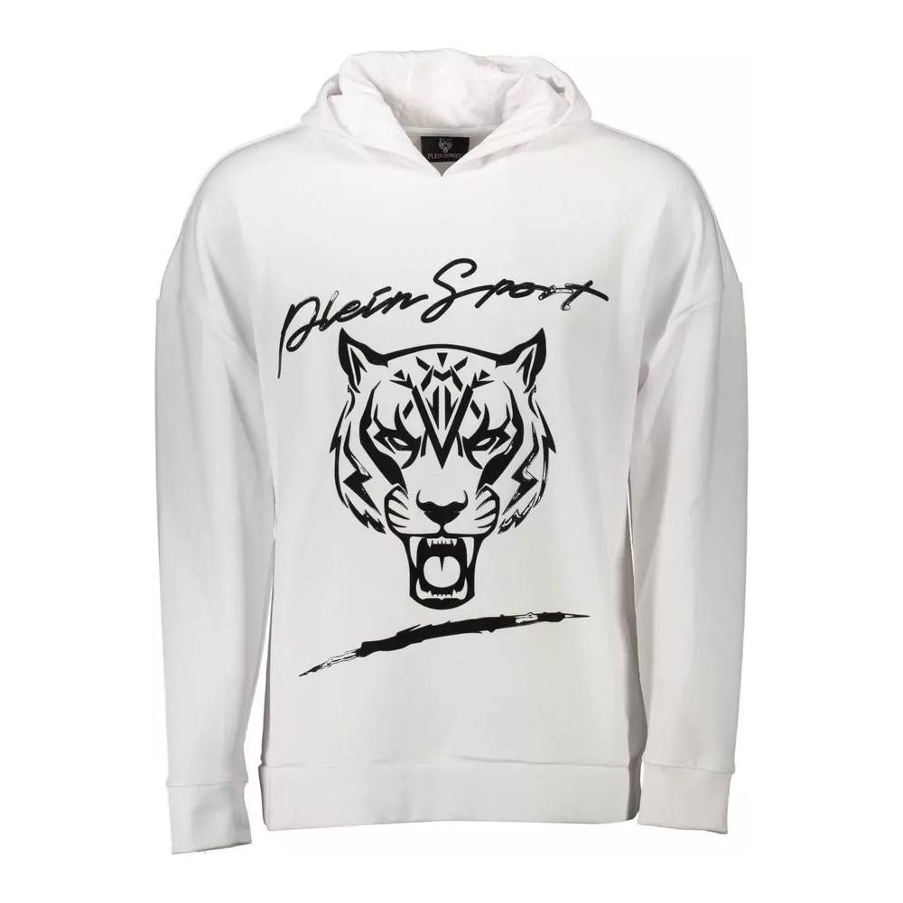 Plein Sport | Elevated Casual White Hooded Sweatshirt| McRichard Designer Brands   