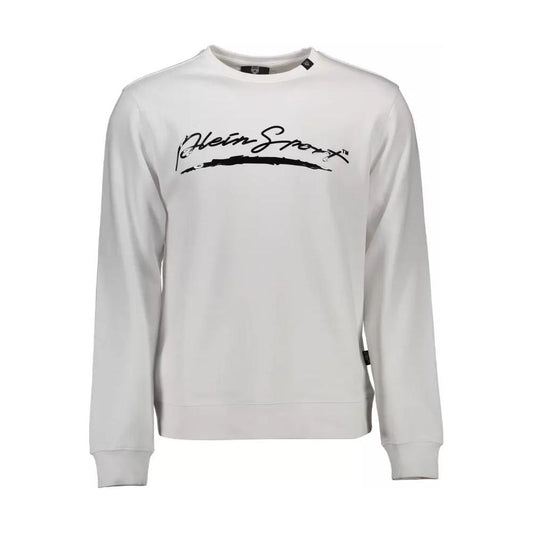 Plein Sport | Sleek White Graphic Sweatshirt for Men| McRichard Designer Brands   